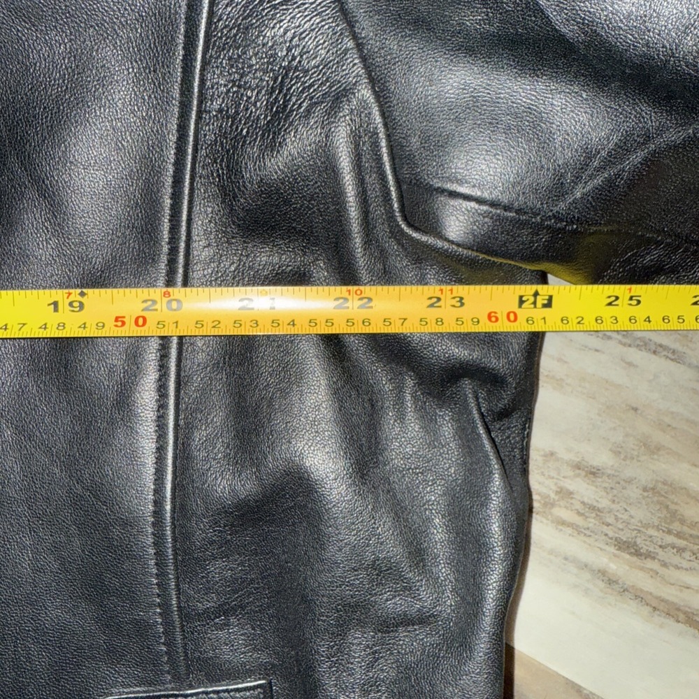Black Soft Lightweight Leather Dress Jacket Coat Lined Men's Size XL - Picture 14 of 16
